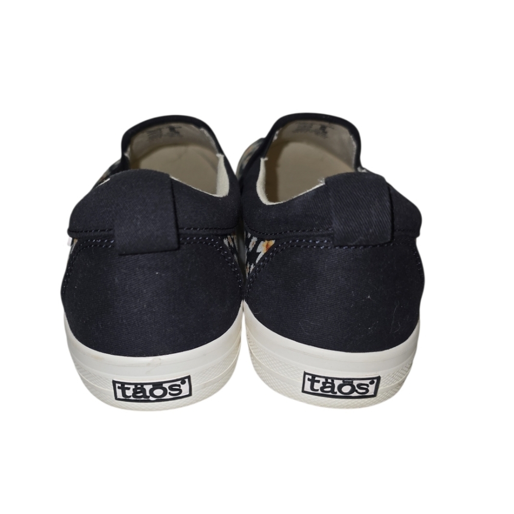 Taos Black Daisy Rubber Sole Slip-on Sneakers 7.5 Canvas Removable Footbed - Picture 6 of 8